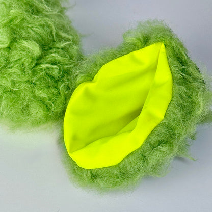 Helmet EARZ - Curly Green & Neon Yellow - Mini Round